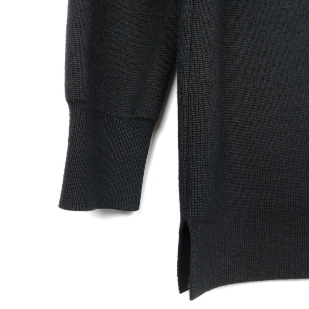 J.Crew 100% Merino Wool Leather Pocket Tunic Sweater Black Longline Style 02624 - Picture 5 of 16
